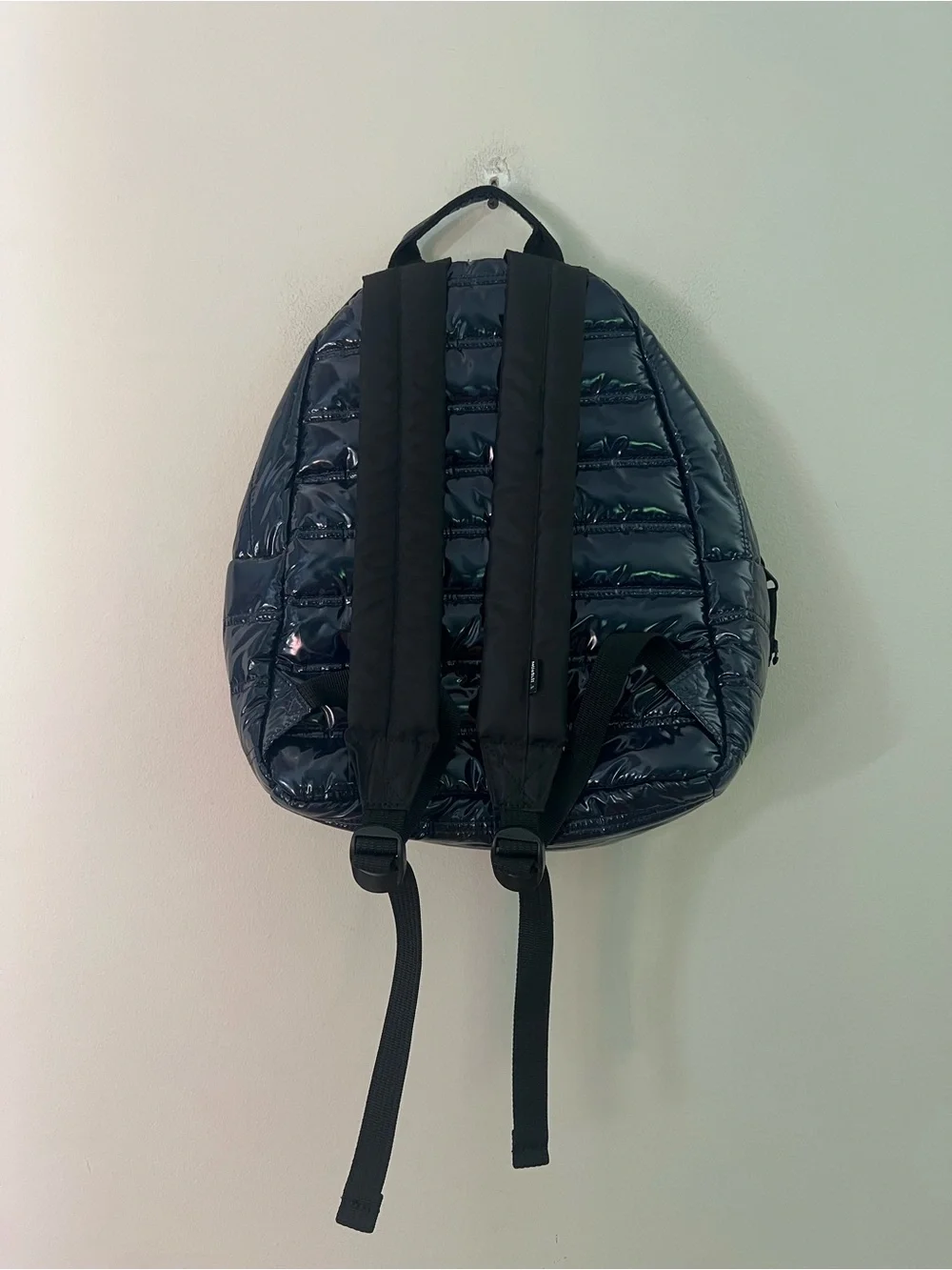 Mueslii Shiny Quilted Black Mini Backpack for Men